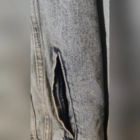 Denim Jacket with Peace Sign Embroidery - Picture 10 of 16